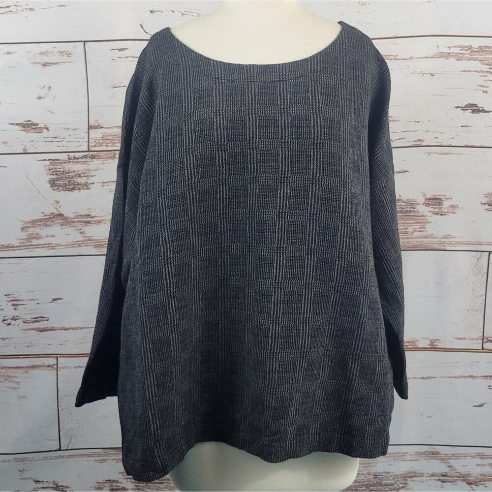 Eileen Fisher Long Sleeve textured knit top grey Size XL